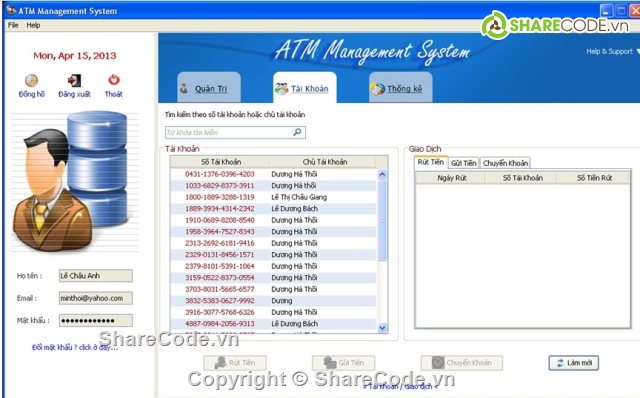 code atm,hệ thống thẻ ATM,quản lý thẻ ATM,atm management