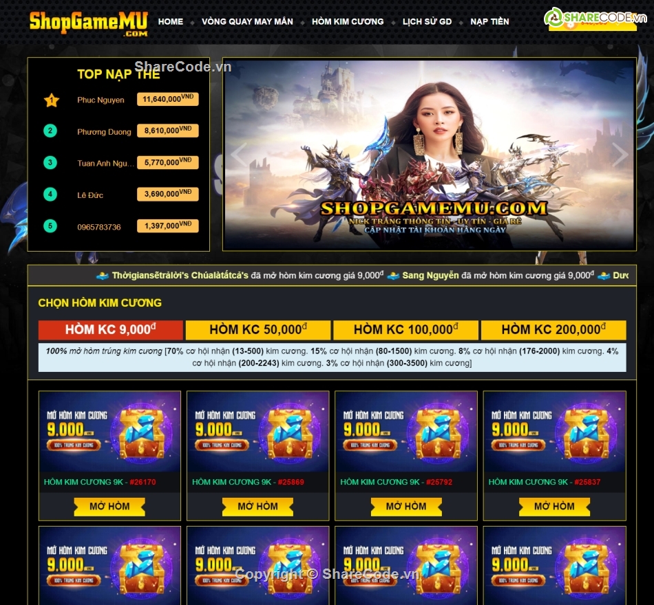 shop game mu,code bán nick mu,nạp kim cương mu,nạp gói ưu đãi mu,vòng quay mu,shop dịch vụ mu