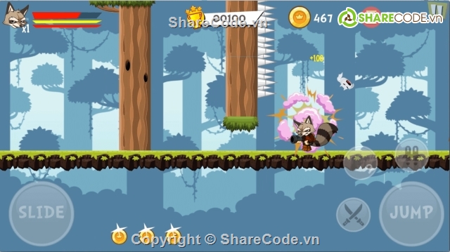 Super Raccoon Adventures,Platform 2D All In One (P2DAIO),Super Raccoon,source code game,P2DAIO fv1.0