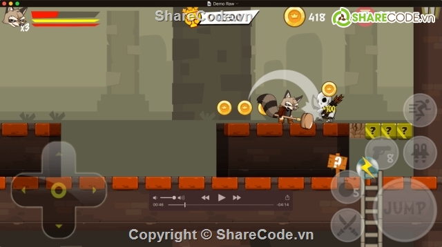 Super Raccoon Adventures,Platform 2D All In One (P2DAIO),Super Raccoon,source code game,P2DAIO fv1.0