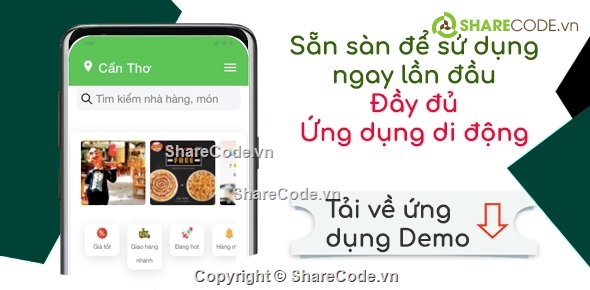 thực phẩm sạch,Siêu thị sạch (ionic),Ứng dụng giao hàng thực phẩm