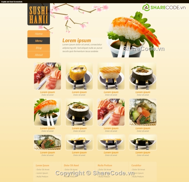 website bán hàng,Template HTML,Template bán sushi,Template web bán đồ ăn