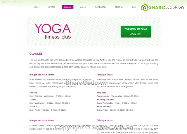 Template thể hình,Trung tâm yoga,website html đẹp,trung tâm Yoga