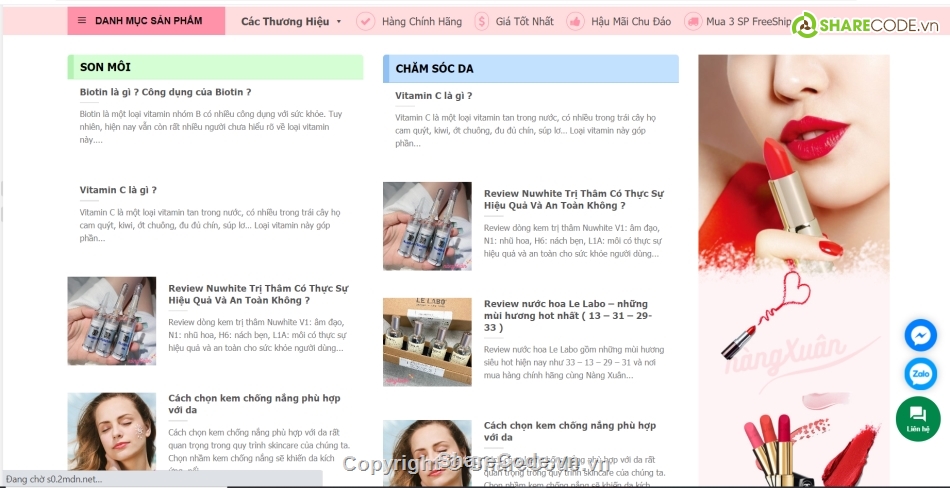 Template bán mỹ phẩm,website bán mỹ phẩm,mỹ phẩm và nước hoa,code bán mỹ phẩm