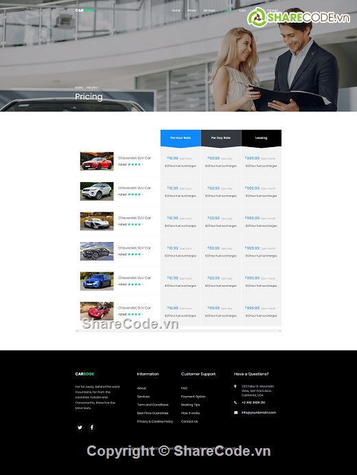 Template website book xe,Template website thuê xe,web thuê xe html