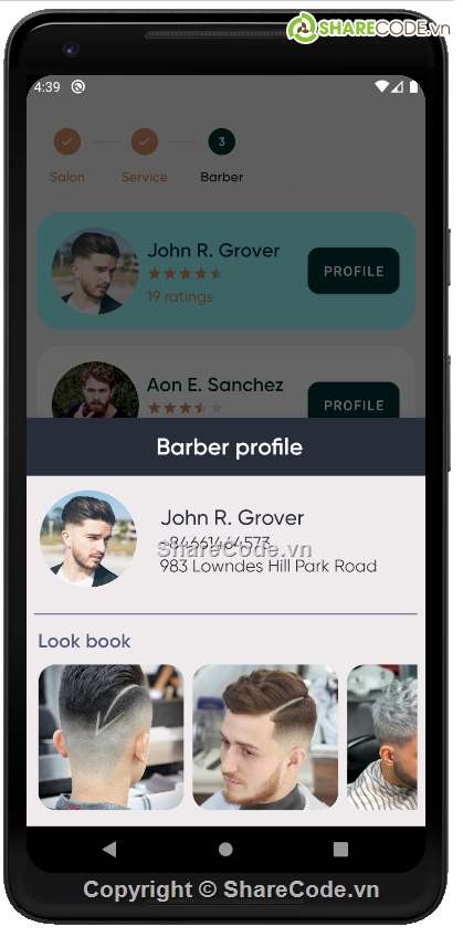 androi,barber,cắt tóc