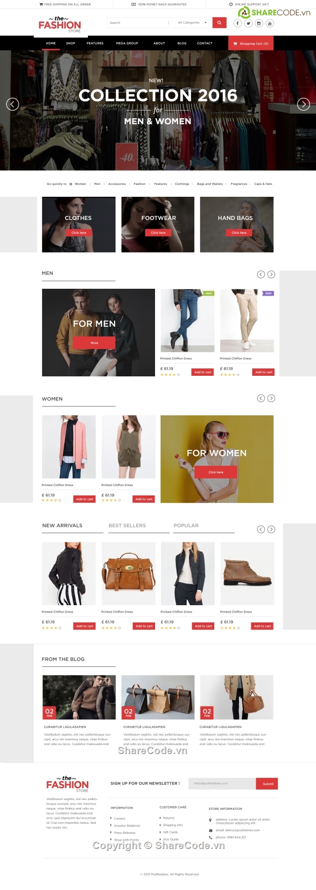 PSD,Fashion Store,Giao diện cho website thời trang,giao diện web bán quần áo,psd web mỹ phẩm