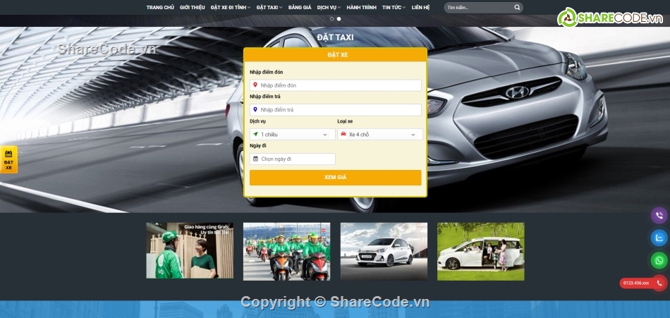 tính phí tự động,thuê xe taxi wp,code web thuê xe taxi,website thuê xe taxi