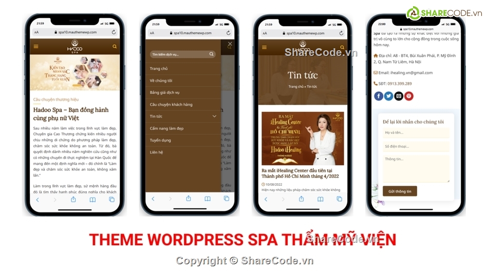web thẩm mỹ viện,website spa,website wordpress spa,theme wordpress spa,code thẩm mỹ viện,source code spa