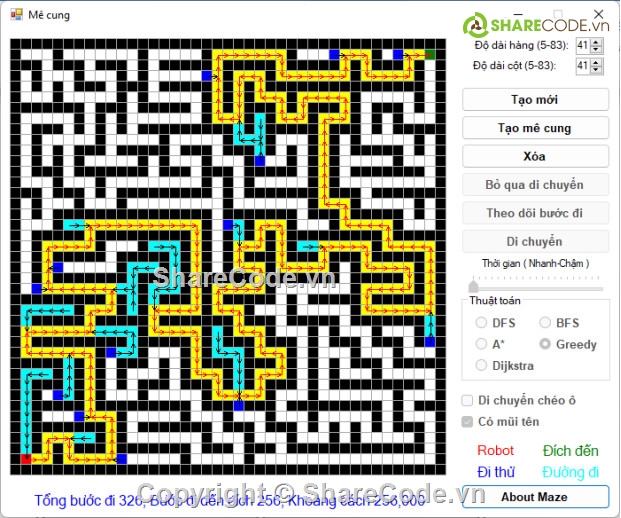 code tìm đường đi mê cung c#,code mê cung c#,code c# + báo cáo,mê cung