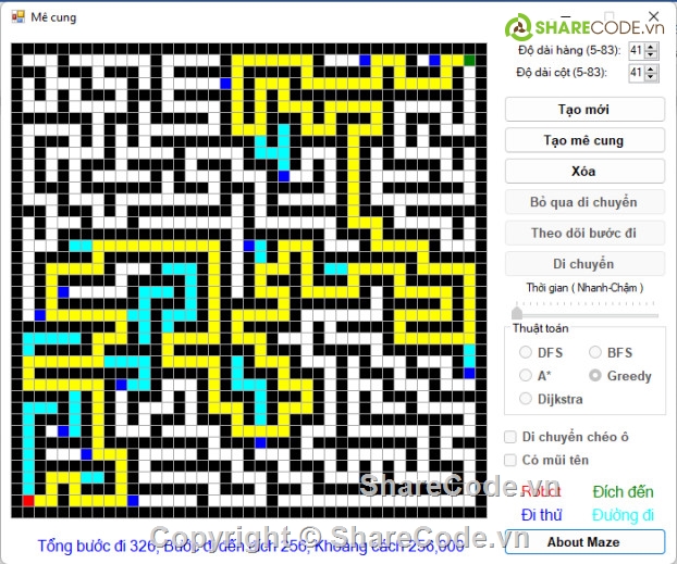 code tìm đường đi mê cung c#,code mê cung c#,code c# + báo cáo,mê cung