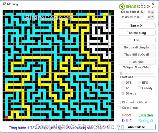 code tìm đường đi mê cung c#,code mê cung c#,code c# + báo cáo,mê cung