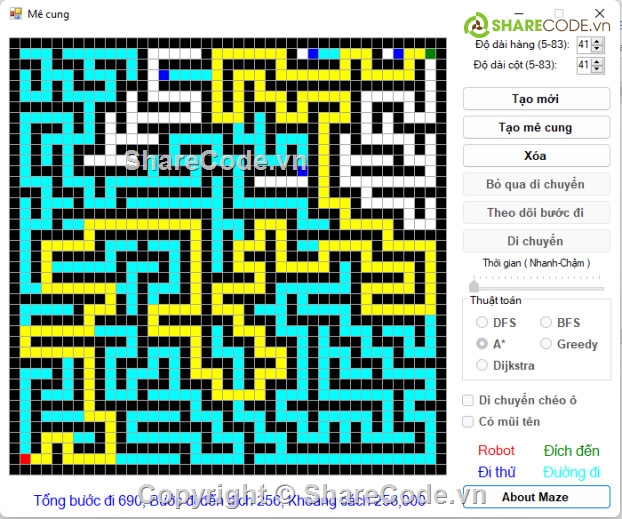 code tìm đường đi mê cung c#,code mê cung c#,code c# + báo cáo,mê cung