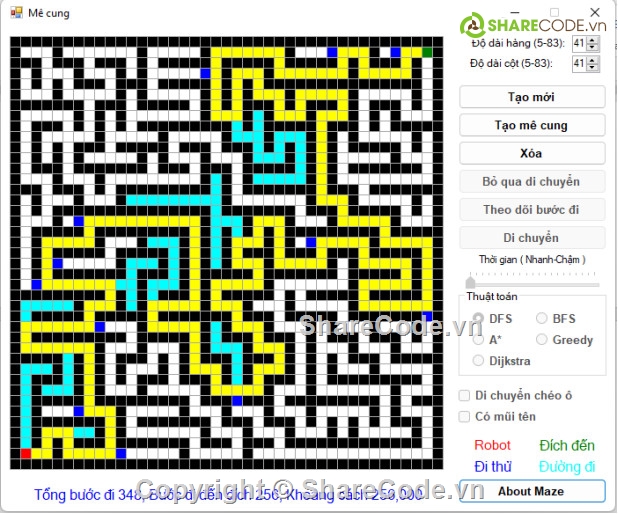 code tìm đường đi mê cung c#,code mê cung c#,code c# + báo cáo,mê cung