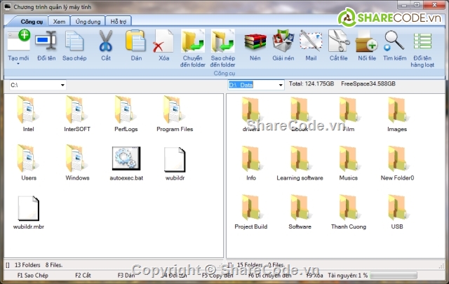 quản lý máy tính,Quản lý tập tin,Total Commander,code lưu trữ dữ liệu,tiện ích máy tính