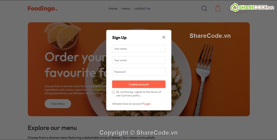 giao diện web,giao diện web đẹp,đặt đồ ăn