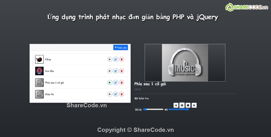 đơn giản,website PHP đơn giản,phát nhạc