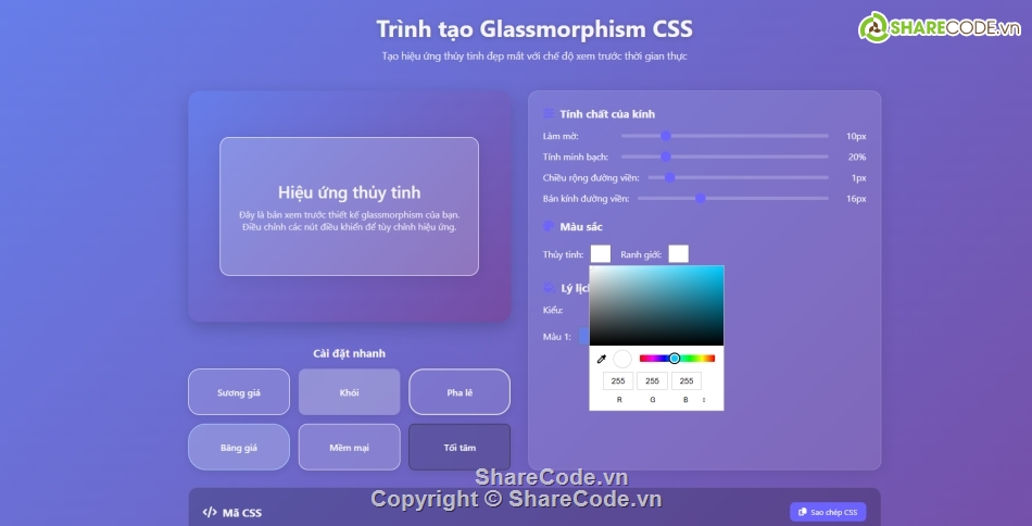 tạo css,chỉnh css,điều chỉnh màu