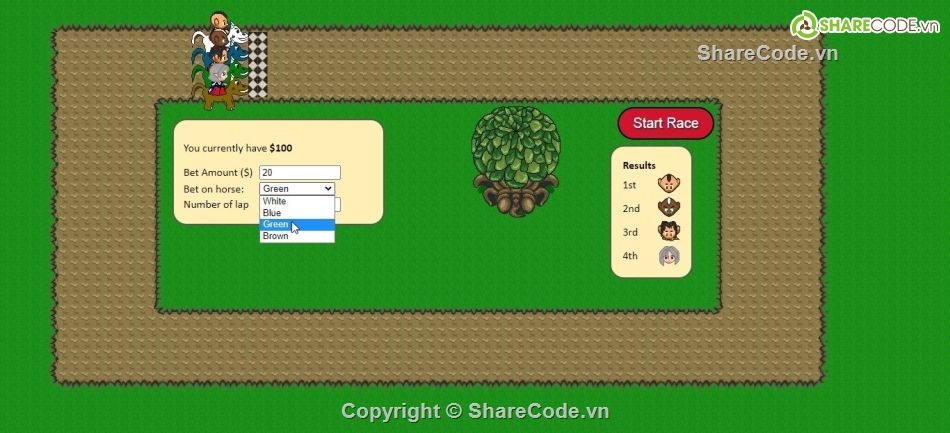 Trò chơi đua xe,đua ngựa,javascript
