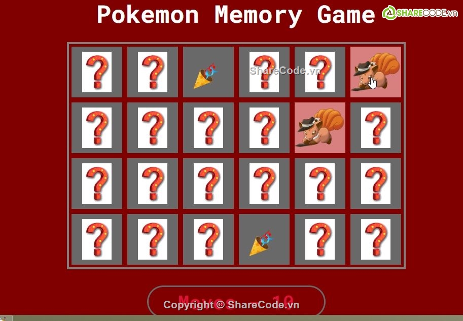game trí nhớ,Luyện trí nhớ,game pokemon