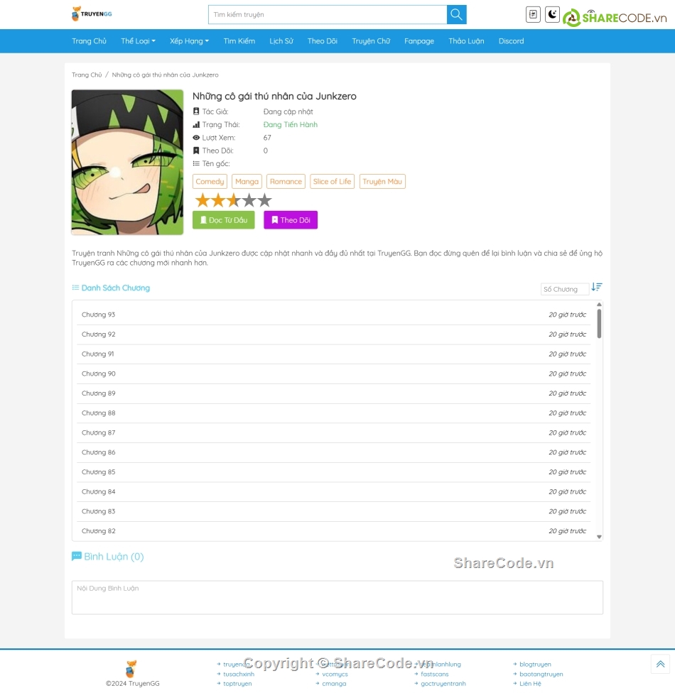 web truyện,theme truyện tranh,Code truyện tranh web đọc truyện,Theme WordPress đọc truyện,website truyện tranh