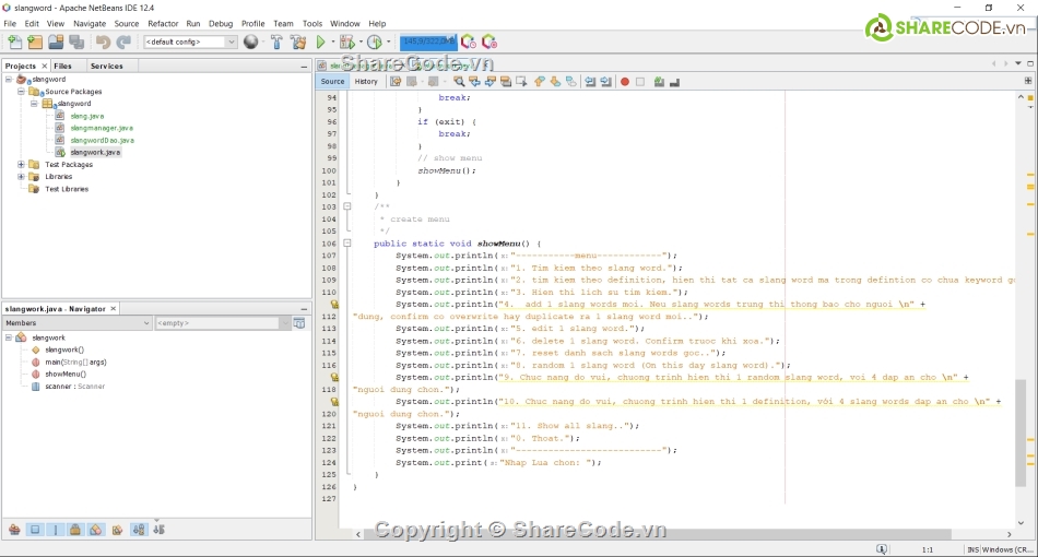 code java de hieu           va de hiểu nhất,slang word,lap trinh ung dung java,từ điển slang word,java io,java swing