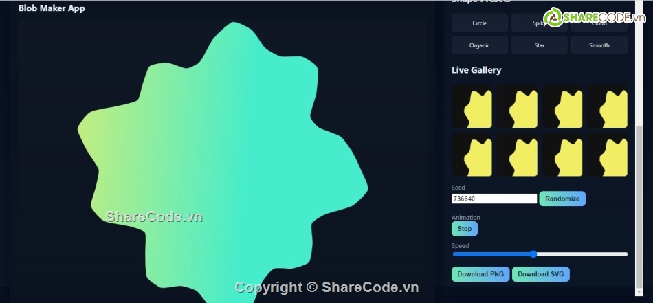 Ứng dụng,javascript,Blob Maker