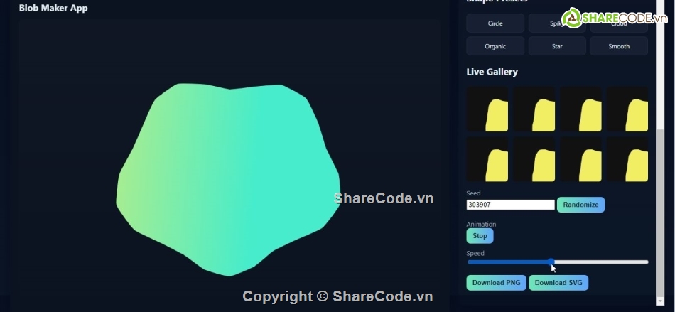 Ứng dụng,javascript,Blob Maker