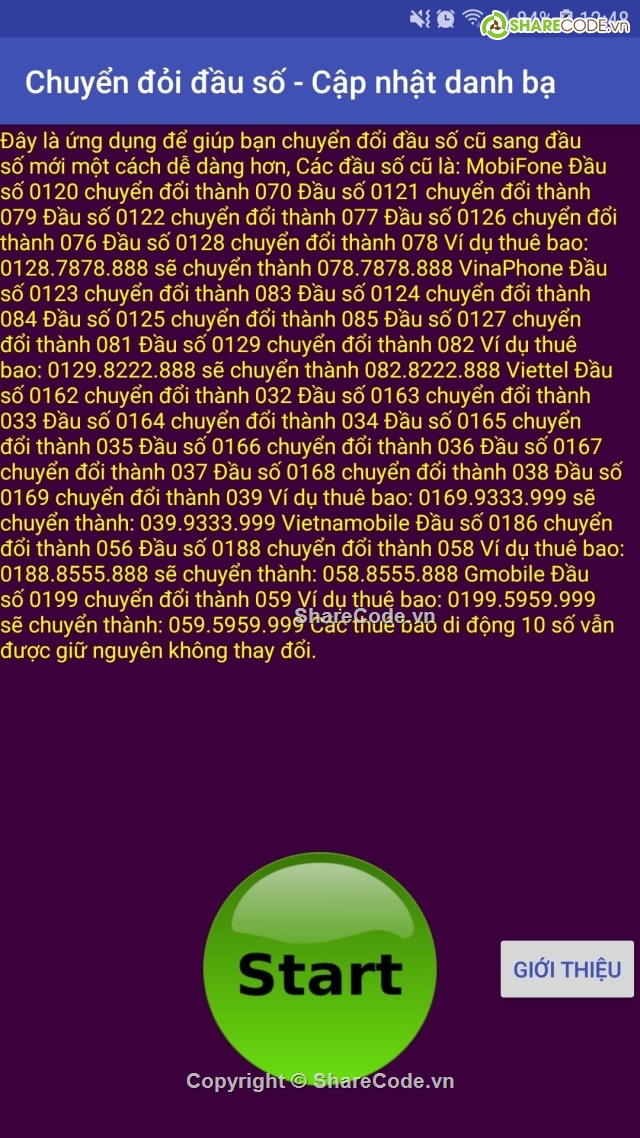 chuyển đầu số điện thoại,chuyển đầu số,quản lý số điện thoại,Ứng dụng đổi đầu số,Ứng dụng android,android