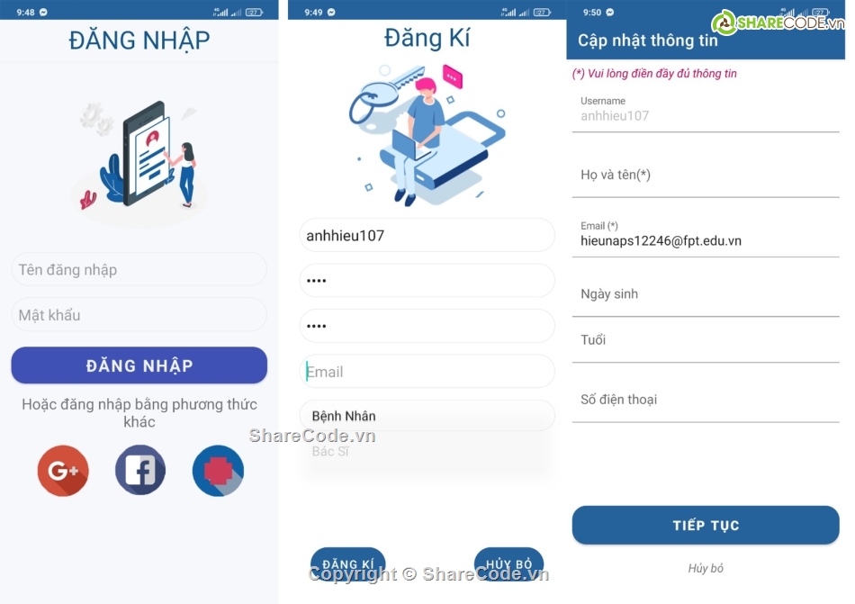 code dự án,app android đặt lịch khám,Code Ứng dụng đặt lịch khám,Code đặt lịch khám,Code đồ án