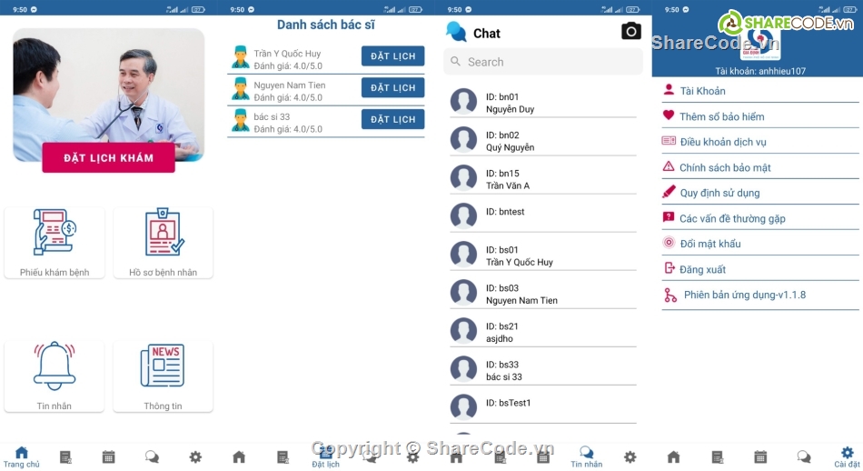 code dự án,app android đặt lịch khám,Code Ứng dụng đặt lịch khám,Code đặt lịch khám,Code đồ án