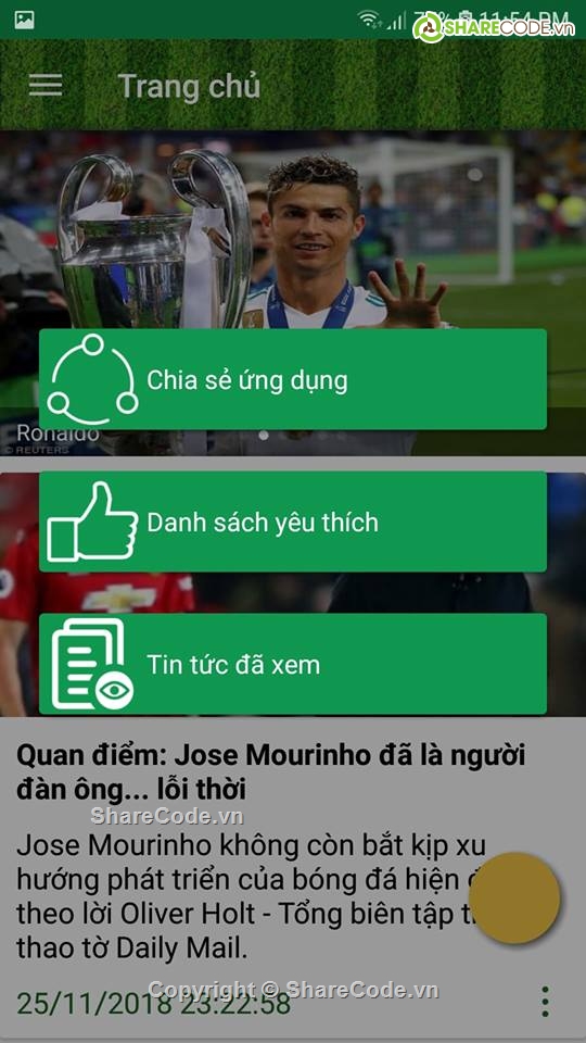 Ứng dụng đọc báo,ứng dụng tin tức,ứng dụng thể thao,ứng dụng tin tức bóng đá,Ứng dụng android,bóng đá