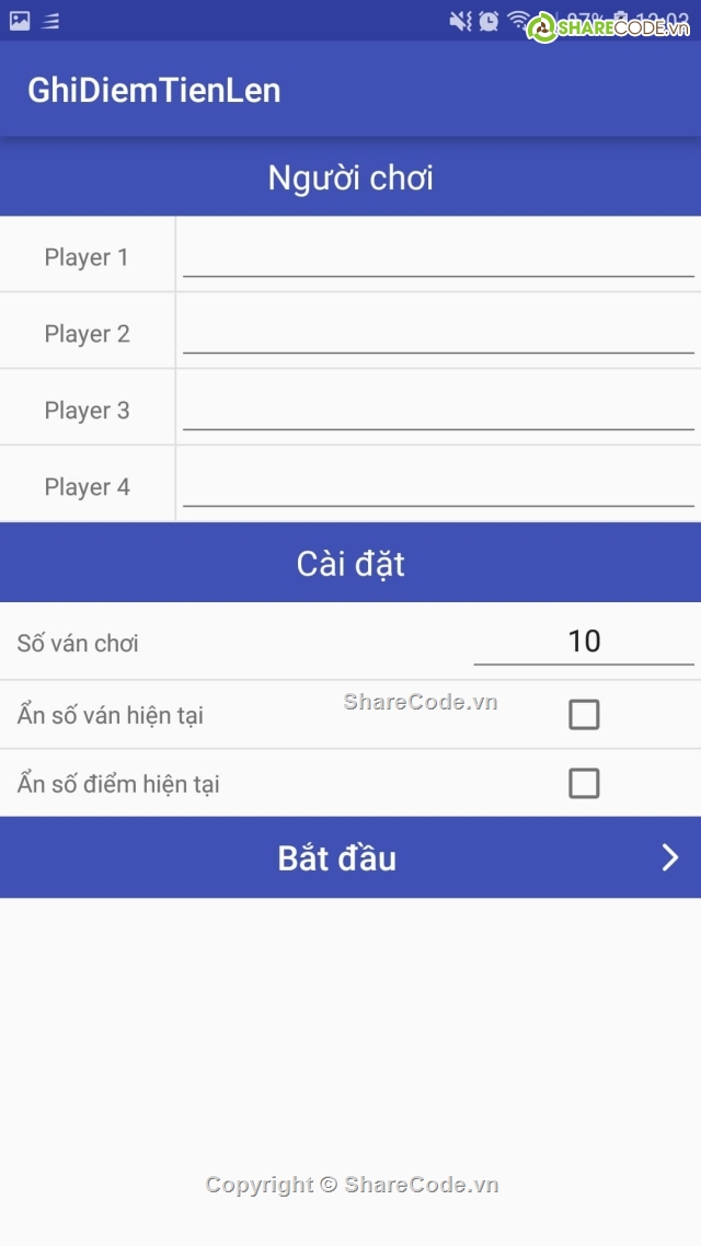 ứng dụng ghi điểm người chơi,ghi điểm,tổng điểm,Ứng dụng ghi điểm,Ghi điểm android,Ứng dụng android