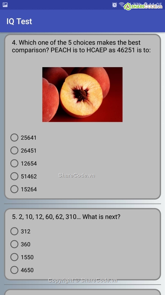android,IQtest,code IQ,code dễ hiểu,Ứng dụng android,Ứng dụng