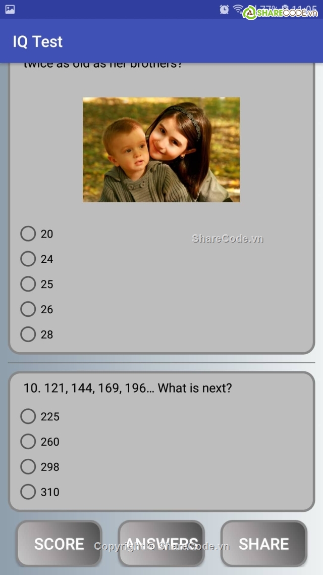 android,IQtest,code IQ,code dễ hiểu,Ứng dụng android,Ứng dụng