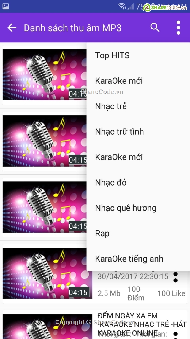 karaoke list,Code karaoke,karaoke,Ứng dụng karaoke,quản lý karaoke,Android karaoke