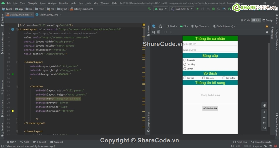 Ứng dụng  Android,ứng dụng note,code android thông tin học sinh,Source code thông tin học sinh