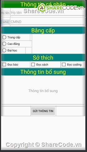 Ứng dụng  Android,ứng dụng note,code android thông tin học sinh,Source code thông tin học sinh