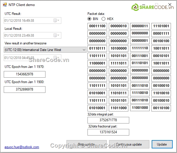 windows form,Ứng dụng NTP client,NTP client,đồng bộ thời gian