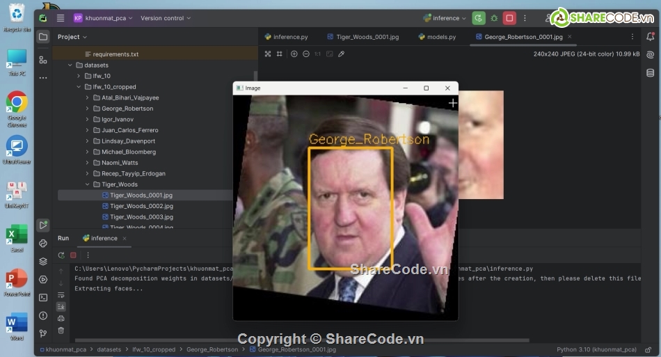 python thuật toán pca,PCA nhận diện khuôn mặt,ứng dụng PCA,nhận diện khuôn mặt python