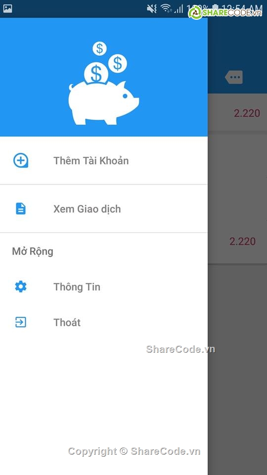 quản lý thu chi,thu chi,thu chi cá nhân,quản lý thu chi cá nhân,Ứng dụng android,giao diện