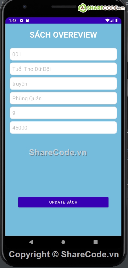 quản lý thư viện,app android quản lý thư viện,thêm xóa sửa tìm kiếm,sqlite,đồ án  quản lý sách android