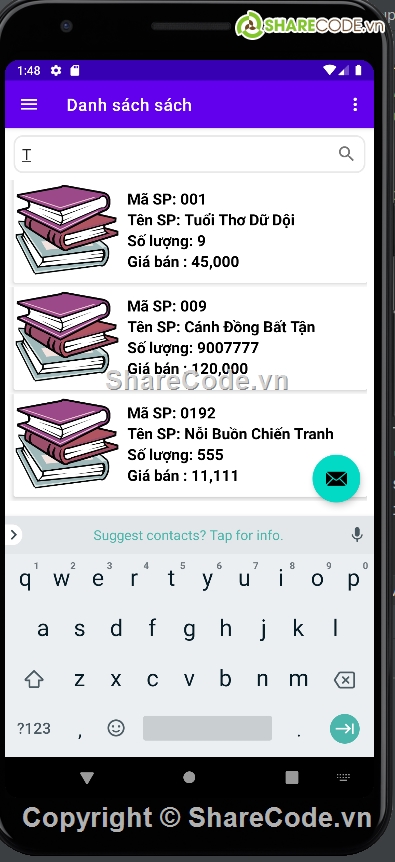 quản lý thư viện,app android quản lý thư viện,thêm xóa sửa tìm kiếm,sqlite,đồ án  quản lý sách android