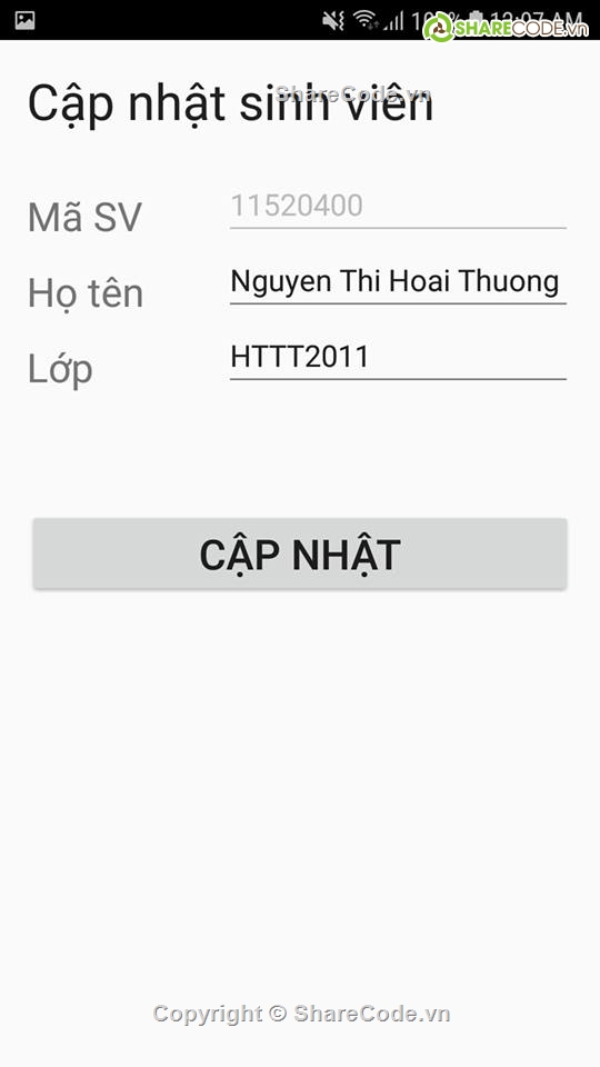 quản lý sinh viên,danh sách sinh viên,sinh viên,học sinh,Ứng dụng android,quản lý