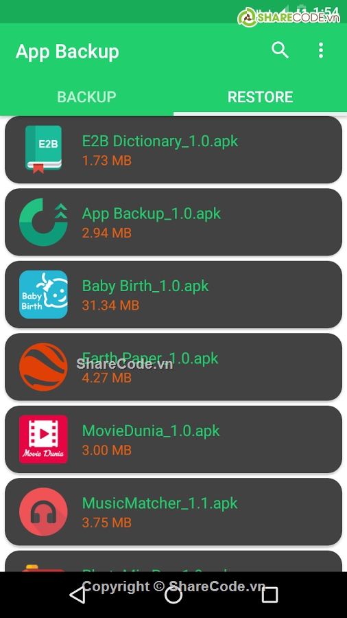 Application,Android application,Android,Backup,App backup