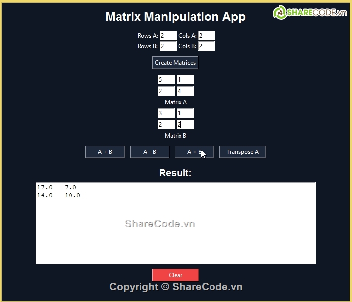 ma trận,tkinter,python
