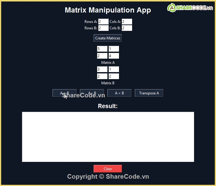 ma trận,tkinter,python