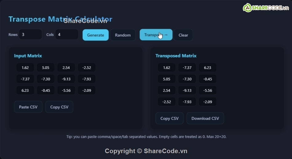 Ứng dụng,ma trận,tính toán