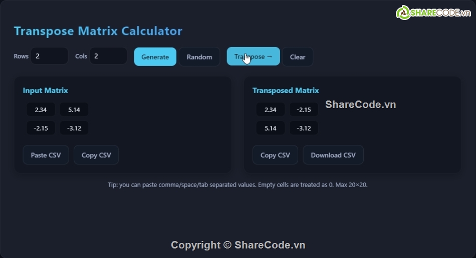 Ứng dụng,ma trận,tính toán