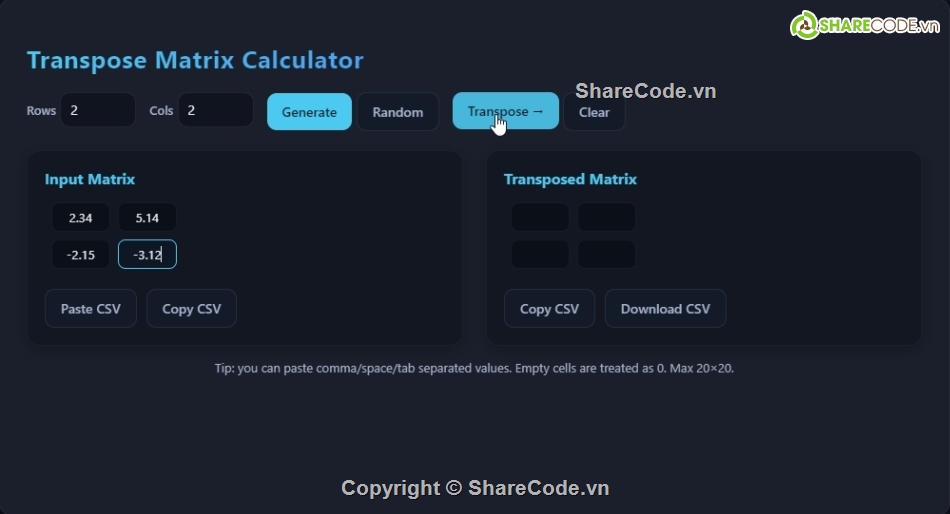 Ứng dụng,ma trận,tính toán